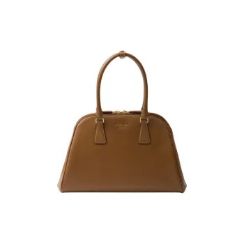 PRADA Saffiano Leather Handbag Medium Size Women's Brown