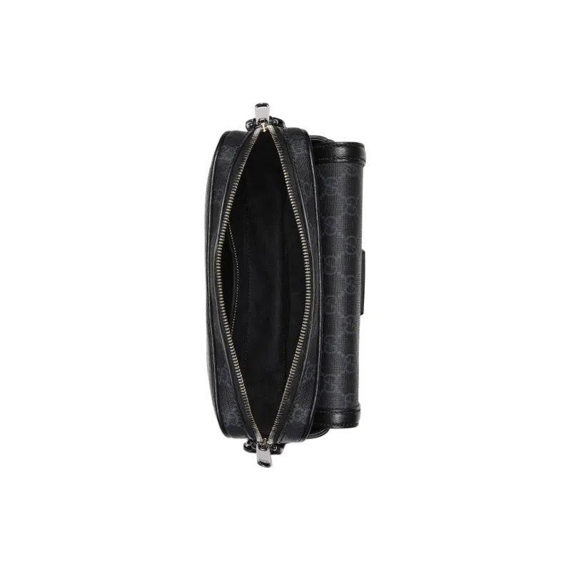 GUCCI Leather Shoulder Bag Crossbody Bag Small Size Unisex Black-6