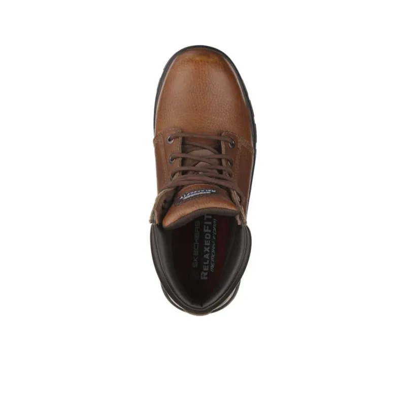 Skechers Relaxed Fit Ankle Boots Low Heel Men's Brown-3