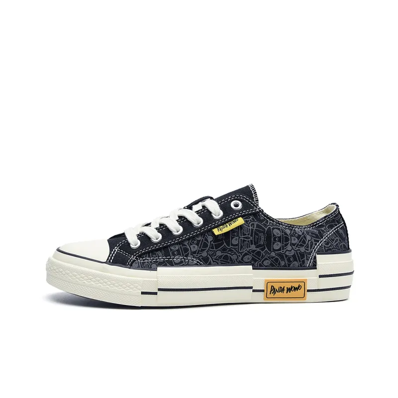 HLA Panda Wowo Series Low Top Canvas Shoes Men's Black-1