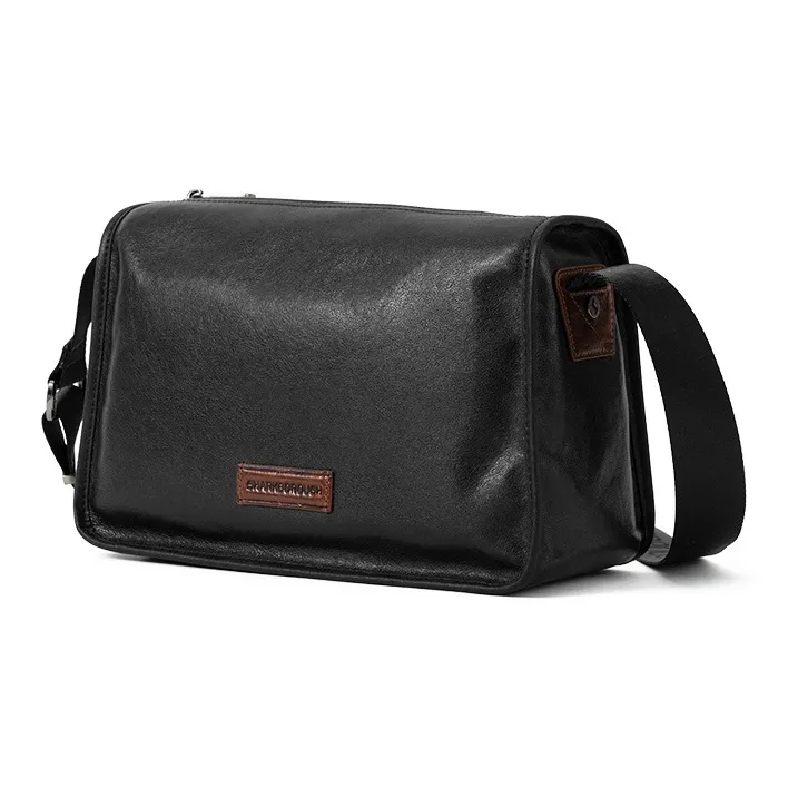 Sharkborough Cow Leather Shoulder Bag, Messenger Bag Men's Black-2