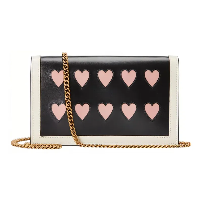 GUCCI Cow Leather Handbag Shoulder Bag Crossbody Bag Mini Women's Black/Pink-2