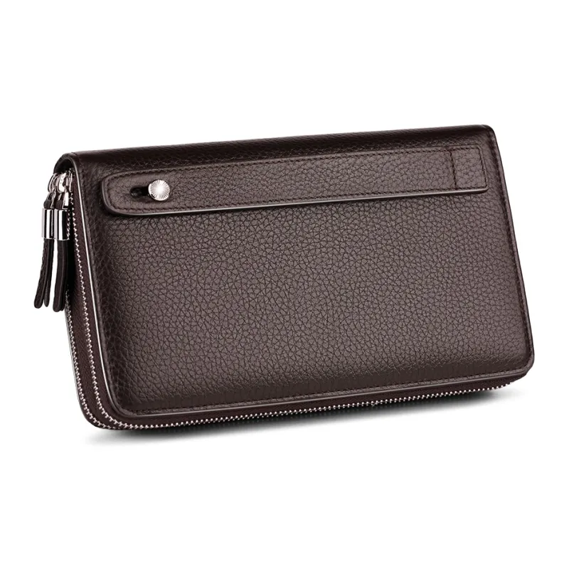 WilliamPOLO Top Grain Cow Leather Long Wallet With Multiple Card Slots Clutch Large Size Men's Multicolor-11