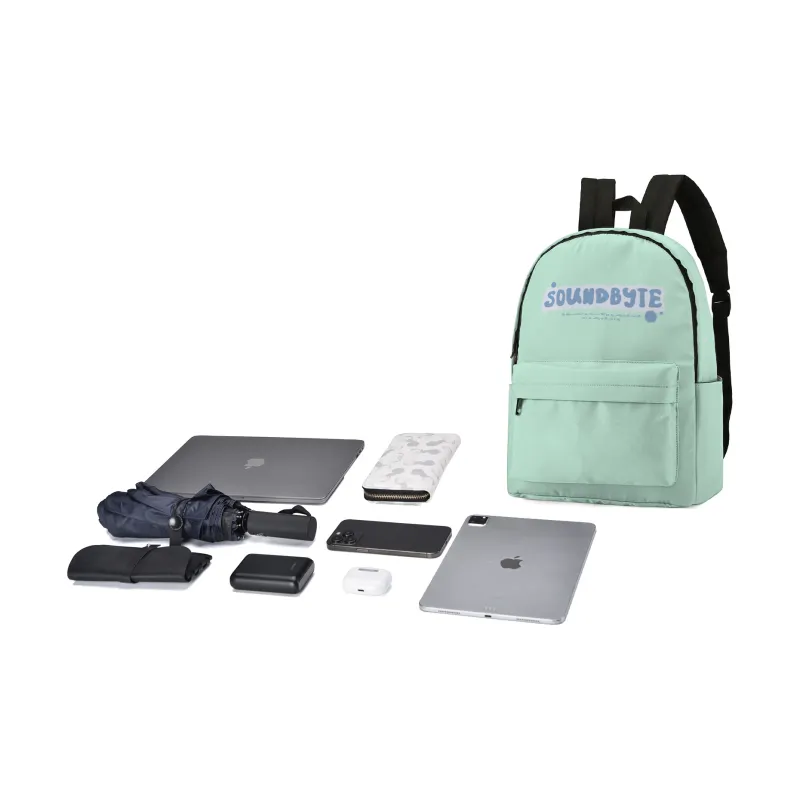 ONRF × SOUNDBYTE Collaboration Polyester Student Backpack Laptop Bag Unisex Green-3