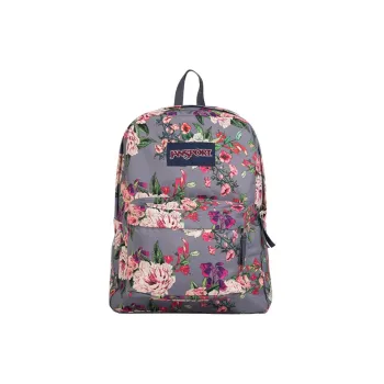 JanSport Polyester Backpack Medium Size Women's Gray Bouquets