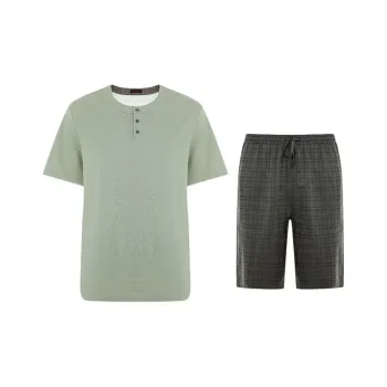 AIMER Pajama Set Men's Gray Tea Green