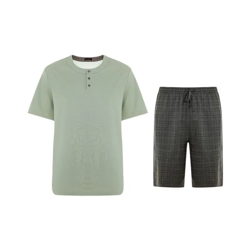 AIMER Pajama Set Men's Gray Tea Green-0