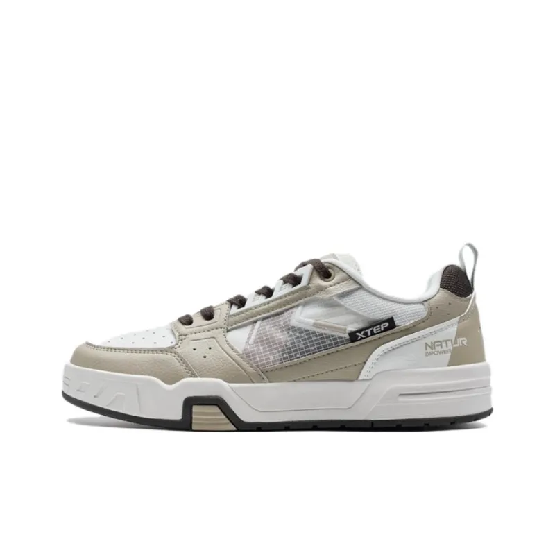 XTEP Tianji IV Slip Resistant Low Top Skateboard Shoes Men's White Brown-0