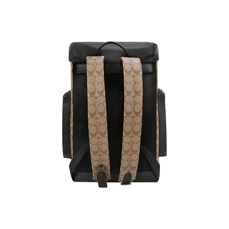 COACH Ranger Canvas With Leather Backpack Men's Black & Khaki Monogram-2