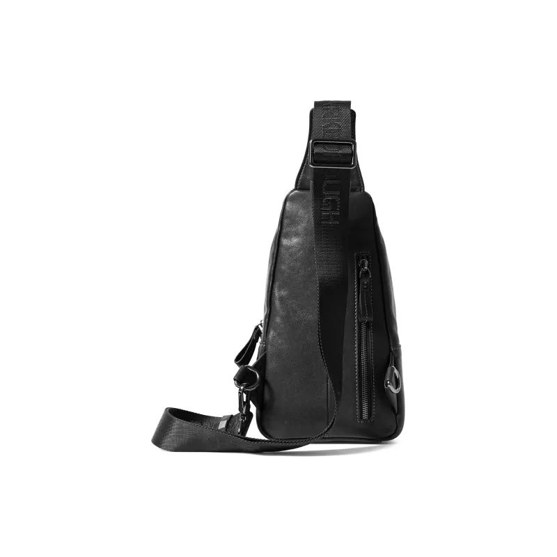 Sharkborough Cow Leather Sling Bag, Shoulder Bag, Crossbody Bag Regular Men's Black-3