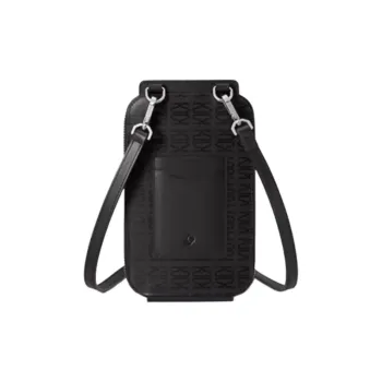 SAMSONITE Cow Leather Cell Phone Pouch Crossbody Bag Shoulder Bag Men's Black