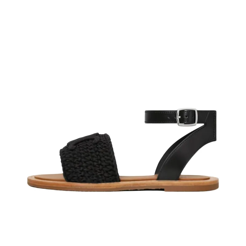 CELINE Triomphe One Strap Sandals 1.5cm Women's Black-0