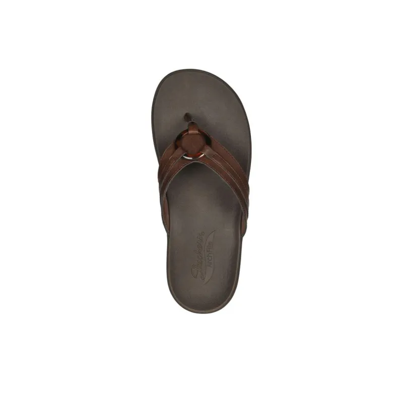 Skechers Arch Fit Abrasion Resistant Slip Resistant Flip Flops Women's Brown-3