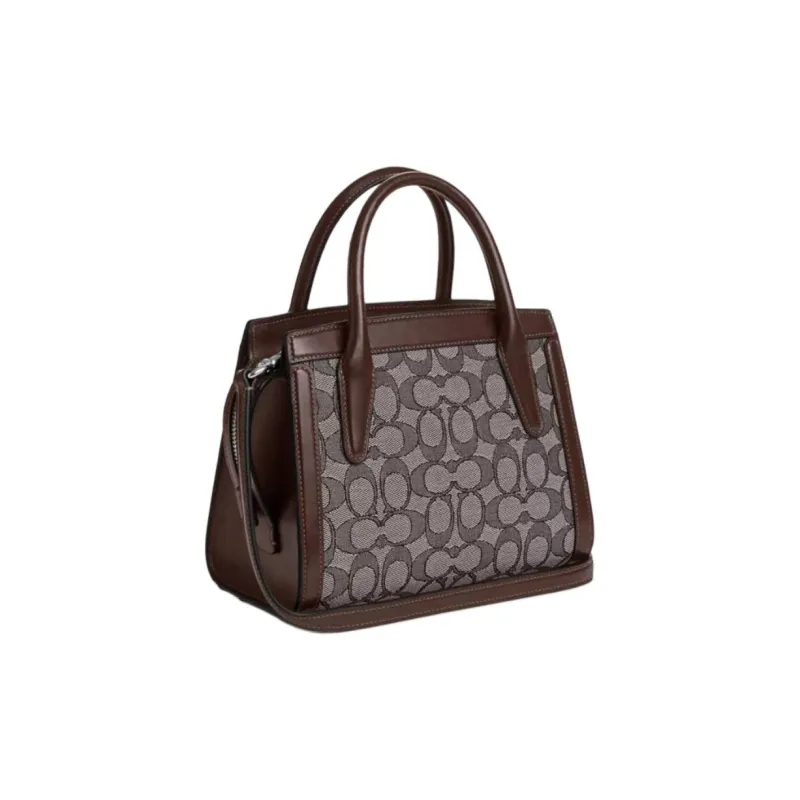 COACH Andrea Jacquard With Calfskin Shoulder Bag, Crossbody Bag, Handbag Trumpets Women's Silver & Oak & Maple-1