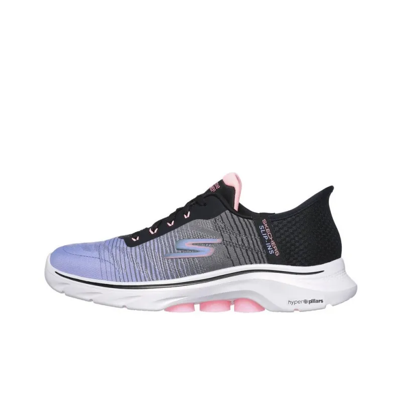 Skechers GO WALK 7 Anti Slip Wear Resistant Low Top Casual Shoes Women's Black Purple-0