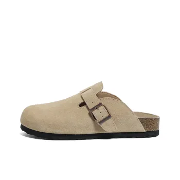 HUANQIU Quiet Odor Resistant Abrasion Resistant Slip Resistant Closed Toe Slippers Women's Khaki
