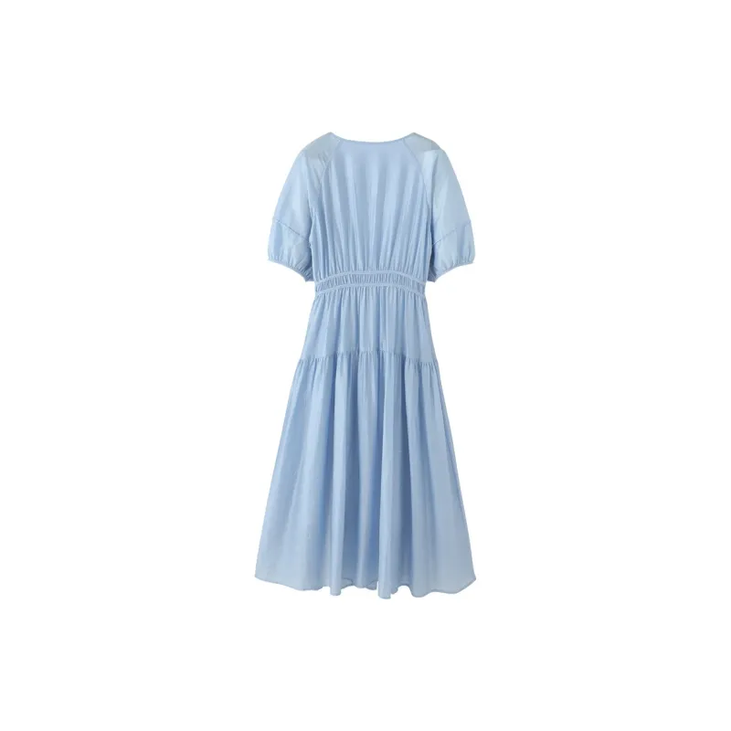 XIANGYING Short Sleeved Dresses Women's Blue-1