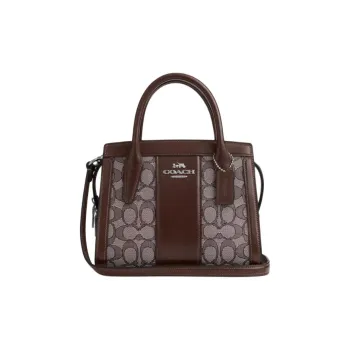 COACH Andrea Jacquard With Calfskin Shoulder Bag, Crossbody Bag, Handbag Trumpets Women's Silver & Oak & Maple