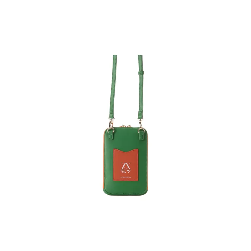 SAMANTHA THAVASA HUNTER Collaboration Synthetic Leather One Shoulder Crossbody Cell Phone Pouch Women's Green-3