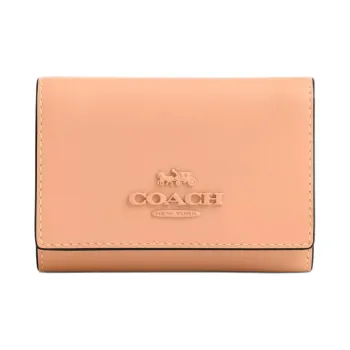 COACH Refined Calfskin Wallet Mini Women's Silver & Faded Blush
