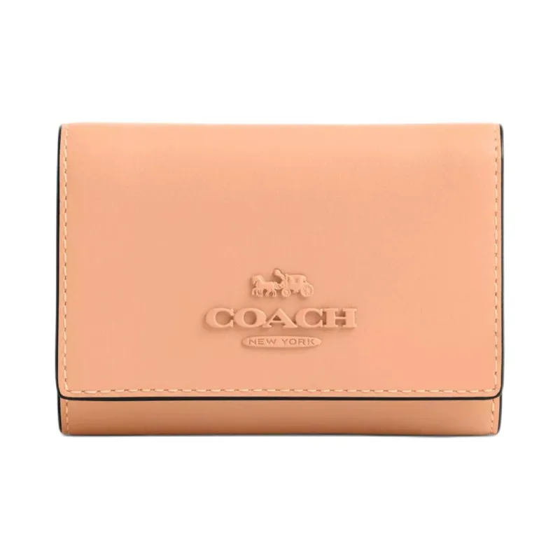 COACH Refined Calfskin Wallet Mini Women's Silver & Faded Blush-0
