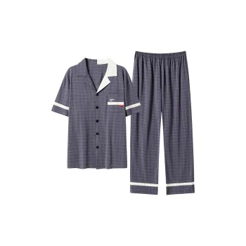 Close-fitting Areas Pajama Set Men's Image Color