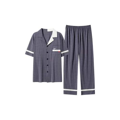Close-fitting Areas Pajama Set Men's Image Color