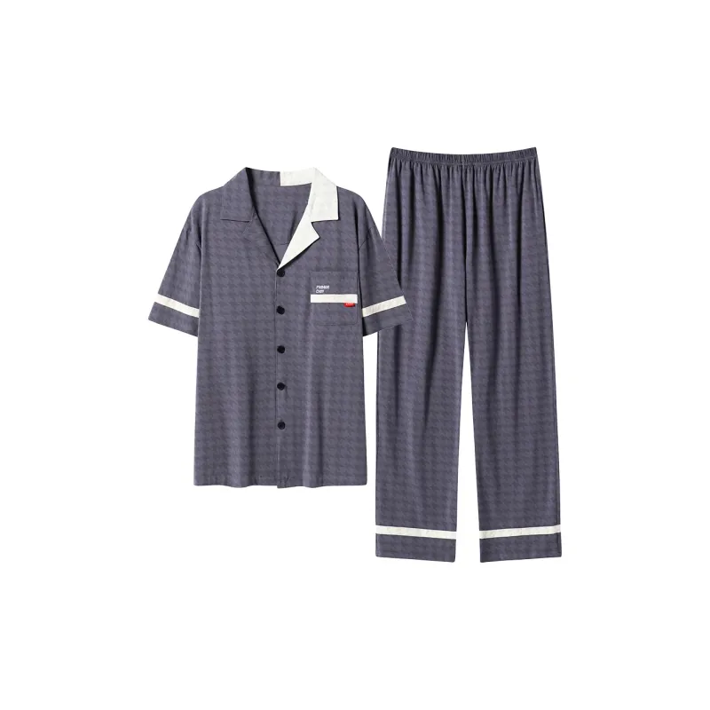 Close fitting Areas Pajama Set Men's Image Color-0