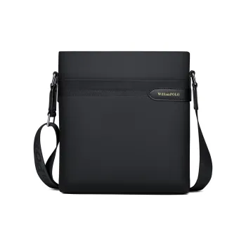 WilliamPOLO Fabric Shoulder Bag Crossbody Bag Commute Bag For Men Fits IPad Large Size Men's Black