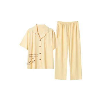 Close-fitting Areas Pajama Set Women's Yellow
