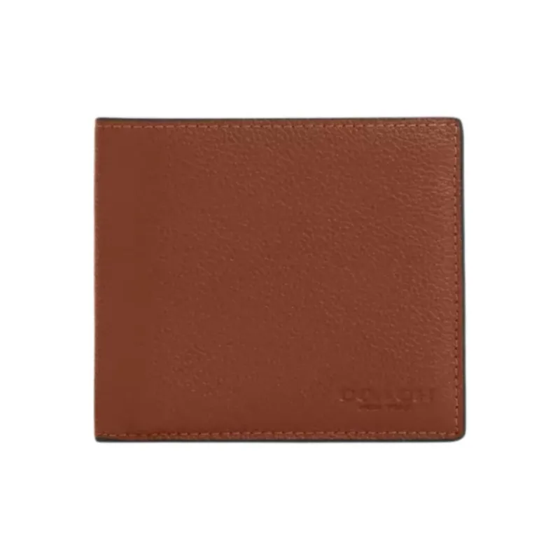 COACH Smooth Calf Leather Wallet Mini Men's Brown-0