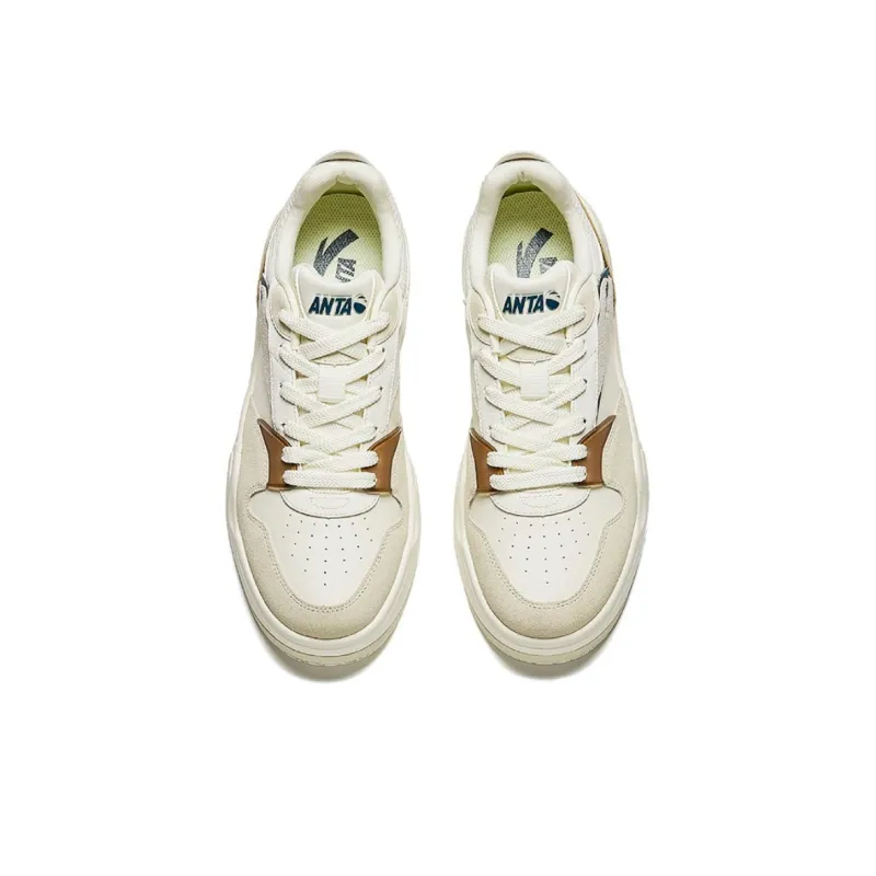 Anta C37 Series Height Increasing Lightweight Low Top Skateboard Shoes Men's Beige Brown-2