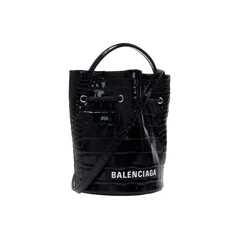 Balenciaga Cow Leather Bucket Bag Handbag Shoulder Bag Crossbody Bag Women's Black-1