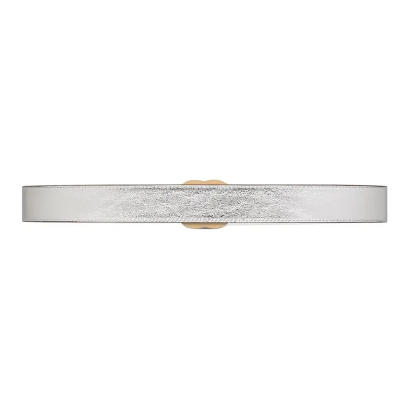 GUCCI Leather Belts Unisex Silver Width 3cm-1