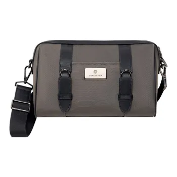 Cuneiform Uncoated Microfiber Shoulder Bag, Crossbody Bag Regular Unisex Dark Gray & Black