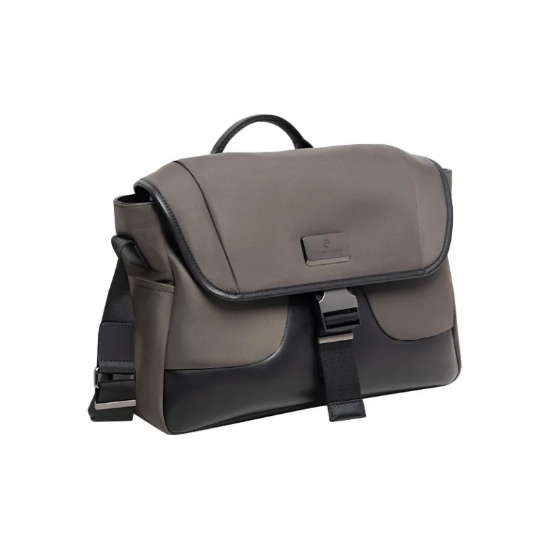 Cuneiform Microfiber Messenger Bag, One Shoulder Handbag Regular Unisex Dark Gray & Black-1