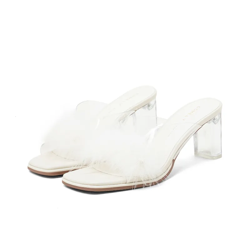 COMELY Slide Slippers Women's Ecru/Pink-1
