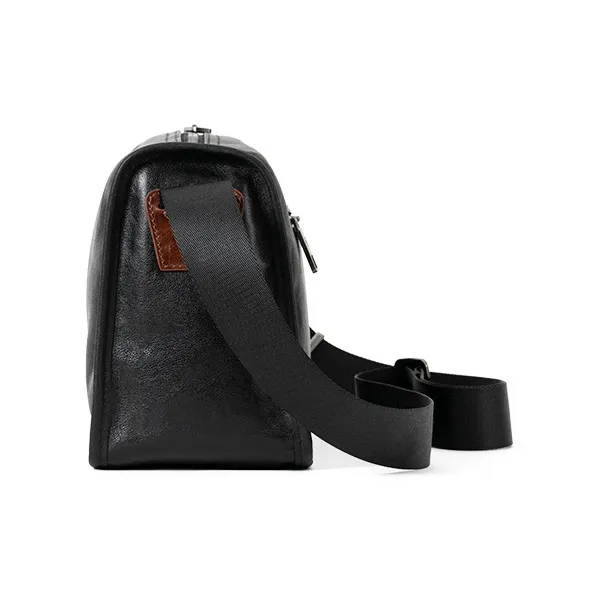 Sharkborough Cow Leather Shoulder Bag, Messenger Bag Men's Black-3