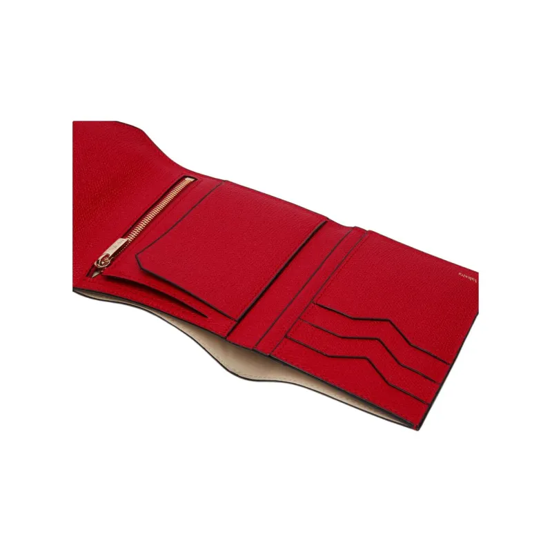 Valextra Iside Millepunte Calfskin Wallet Women's Red-3