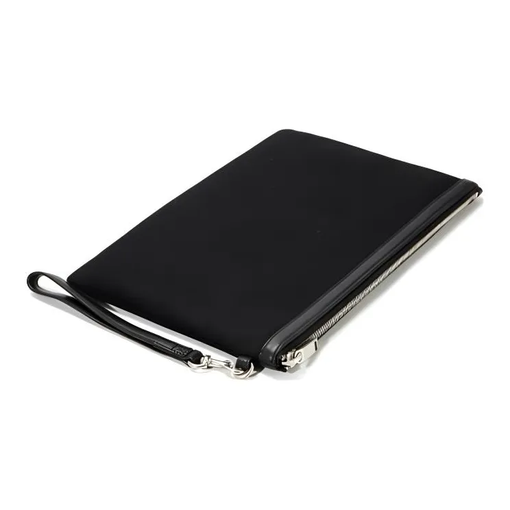 SAINT LAURENT Rive Gauche Cotton With Leather Canvas Bag Wristband Clutch Unisex Black-1