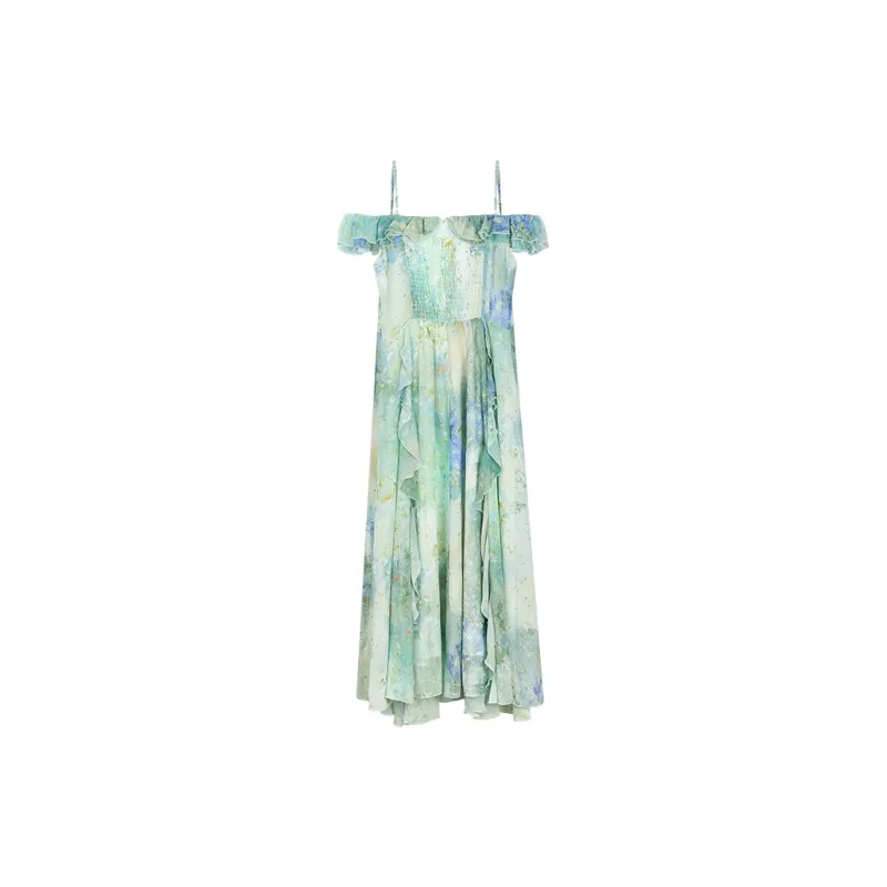ANNIBUHUO Slip Dresses Women's Green-1