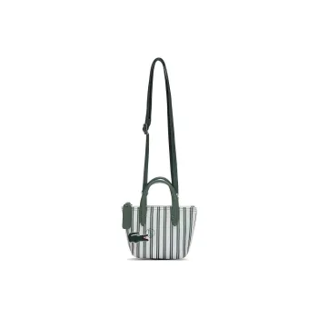 LACOSTE PVC Tote Bag Shopping Bag Shoulder Bag Crossbody Bag Handbags Small Size Women's Green Stripes