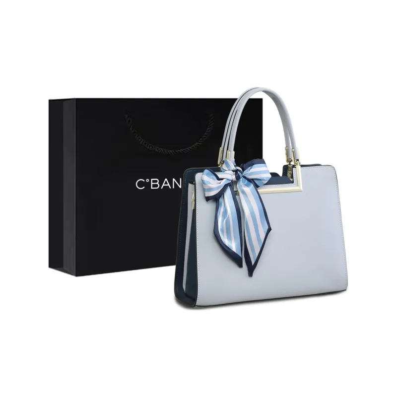 C°BANNER Cow Leather With Synthetic Leather Handbag, Crossbody Bag, Shoulder Bag Women's Blue White-0