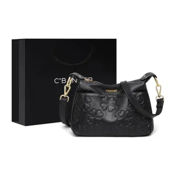 C°BANNER Cow Leather With Synthetic Leather Portable Crossbody Bag, Shoulder Bag Regular Women's Dusty Mist Blue/Black