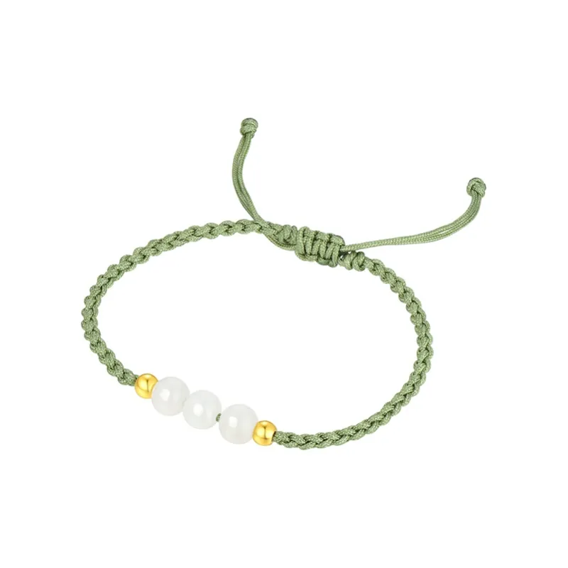 CHOW TAI SENG Chalcedony Braided String Bracelet Unisex-2