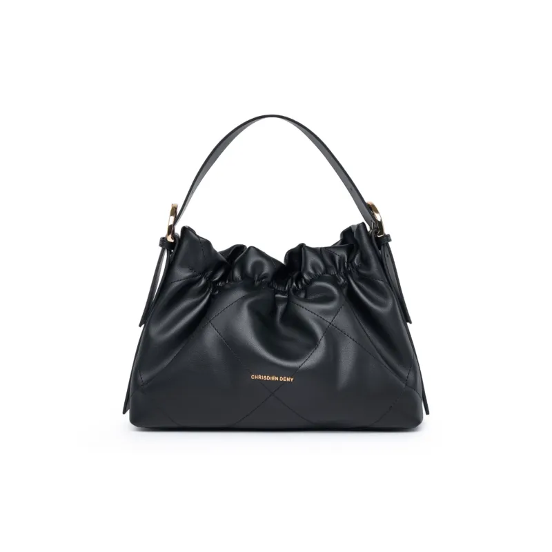 Chrisdien Deny Synthetic Leather Cloud Bag Shoulder Bag Women's Black/White-6