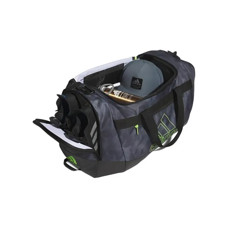 Adidas Polyester Shoulder Bag Crossbody Bag Handbag Travel Bag Medium Size Unisex Gray/Metallic Green/Black-3