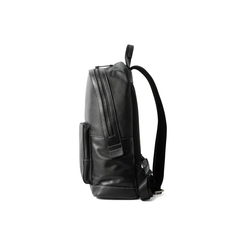 Sharkborough Cow Leather Backpack Medium Size Men's Black-3