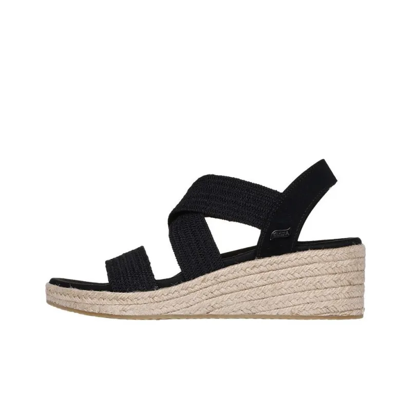 Skechers ARCH FIT BEVERLEE Strap Sandals Medium Heel Women's Black-0