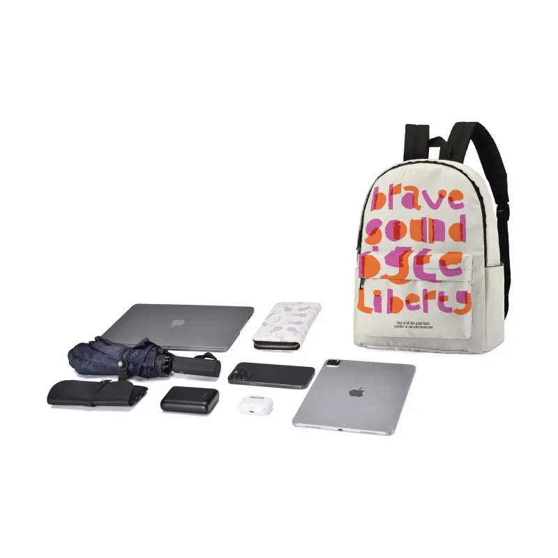 Soundbyte Polyester Students Backpack Laptop Bag Regular Unisex Ecru-3